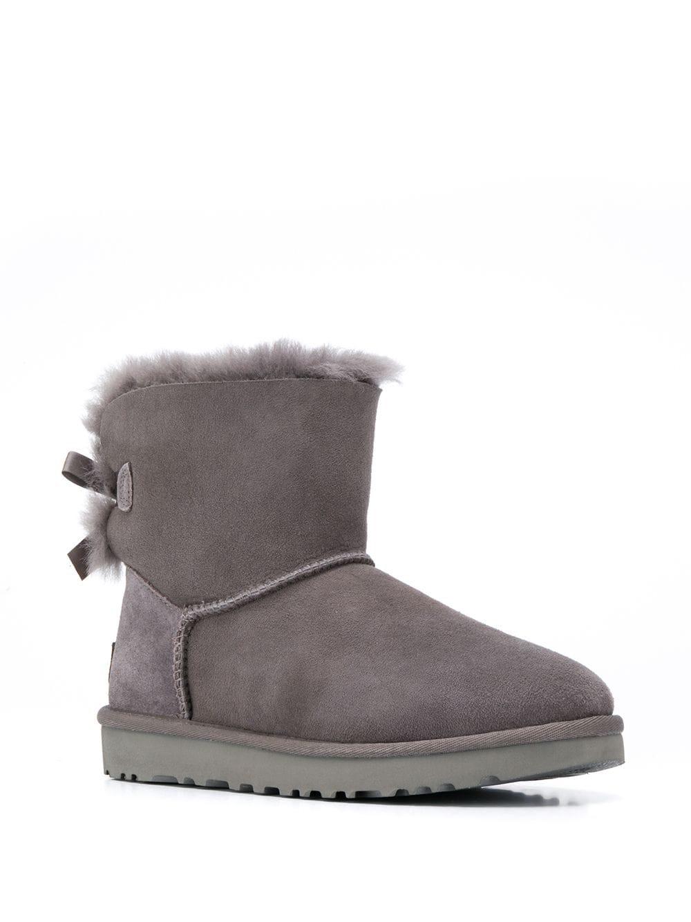 UGG Leather Bow Tie Boots in Grey (Gray) Lyst