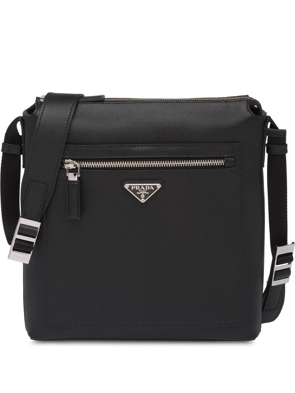 Prada Saffiano Leather Shoulder Bag in Black for Men - Lyst