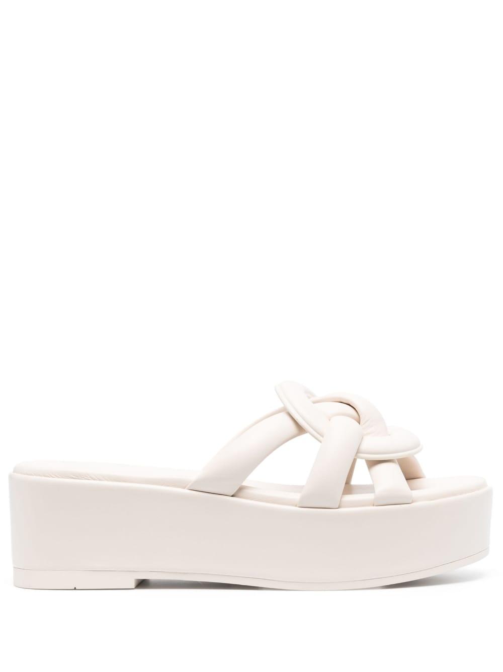 COACH Everette Leather Platform Sandals in White | Lyst