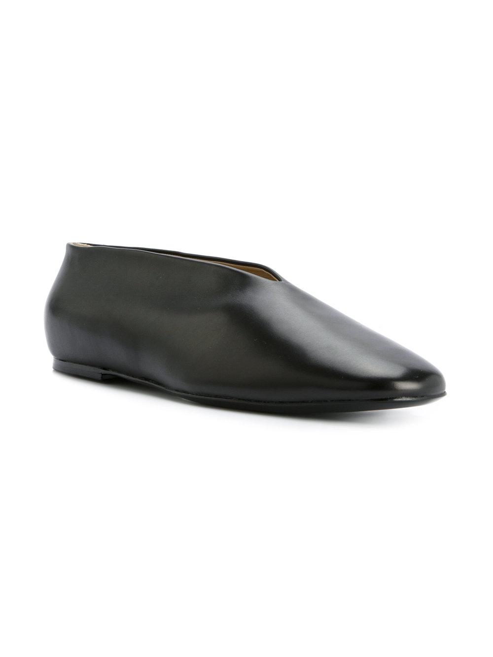 Lemaire Leather Ballerina Shoes in Black - Lyst