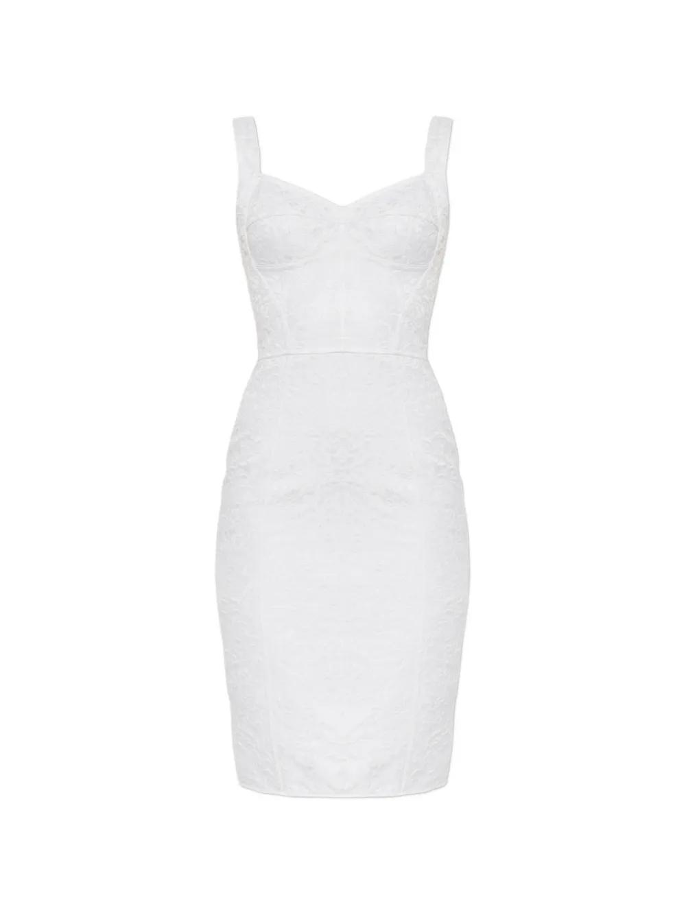 Dolce & Gabbana Brocade-Effect Sleeveless Mini Dress in White | Lyst