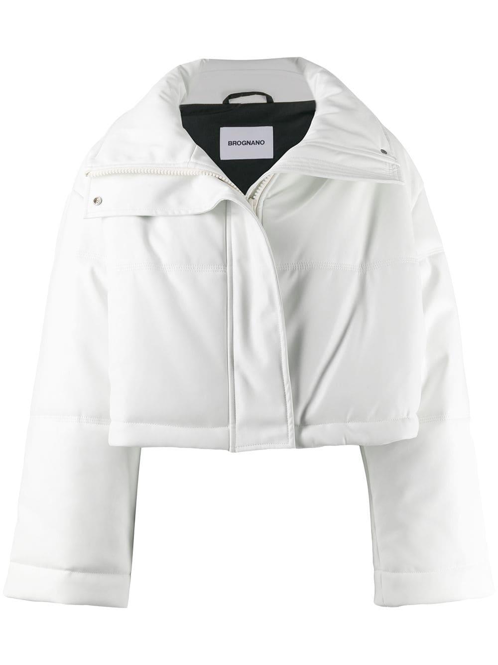 white cropped puffer jacket