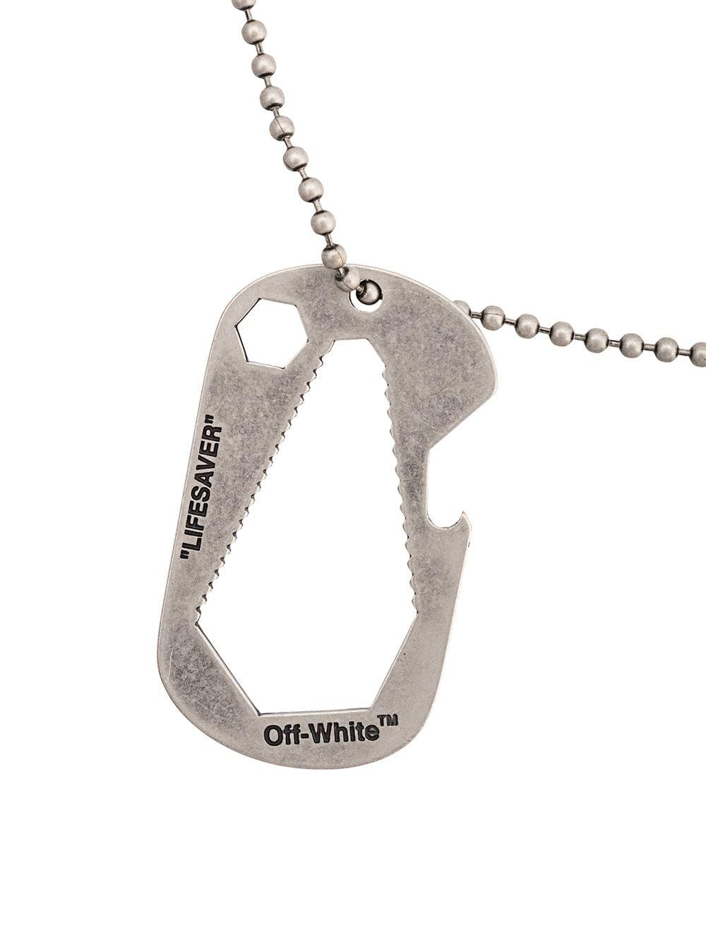 Brand New In Box Off White Virgil Abloh Lifesaver Tool Metal Silver Necklace