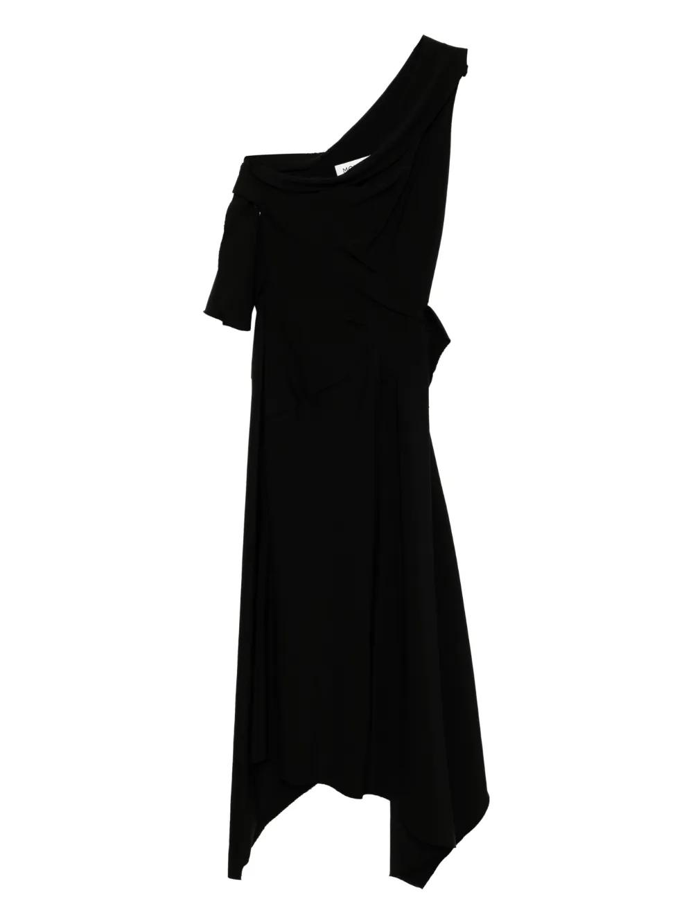 monse asymmetrical drawstring dress MONSE Asymmetric draped printed stretch-crepe midi dress
