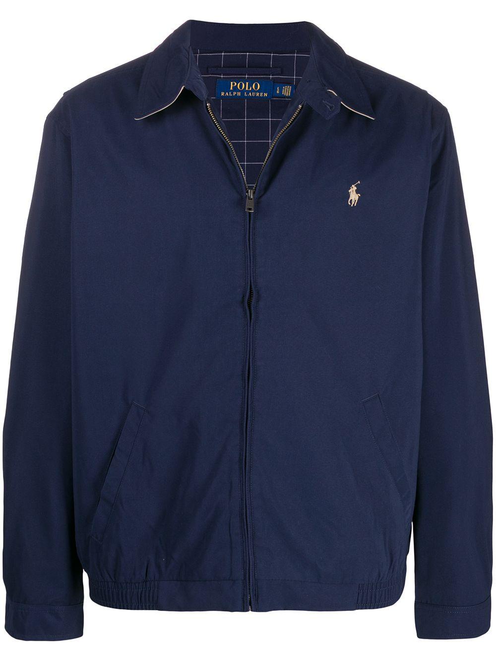 Polo Ralph Lauren Cotton Embroidered Logo Zipup Jacket in Blue for Men