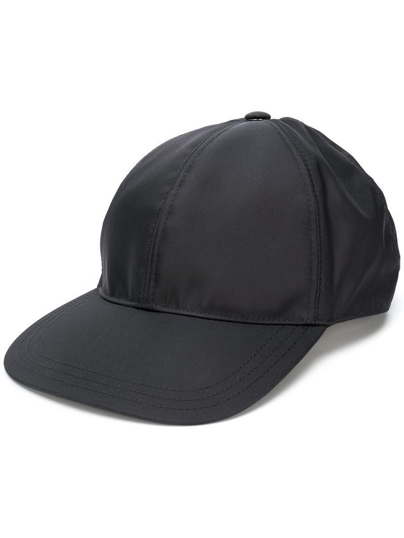 Prada Cotton Baseball Cap in Black for Men - Lyst