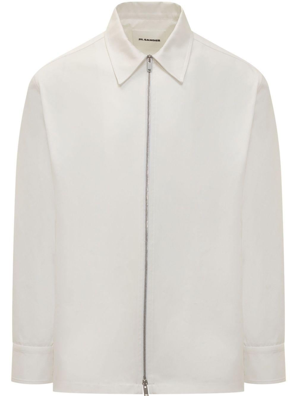Jil Sander メンズ ホワイト ジップアップ シャツジャケット ジャケット
