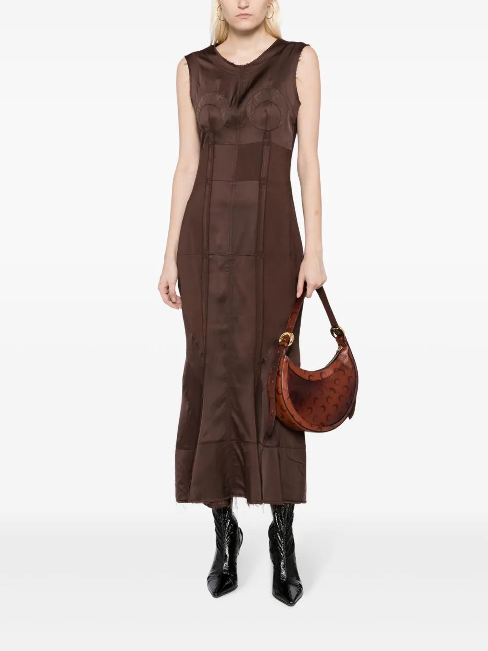 brown marine serre dress Marine Serre dress Moon Printed Flou Long Slip Dress brown color WDR302A at PRM US