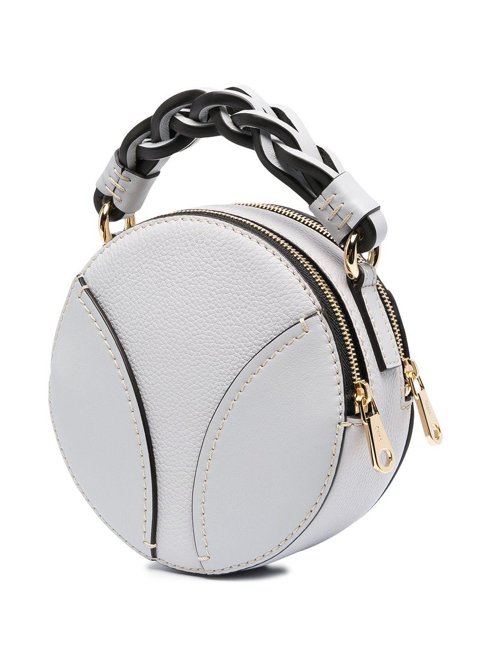 Chloé Leather Mini Daria Round Bag in Grey (Gray) - Lyst