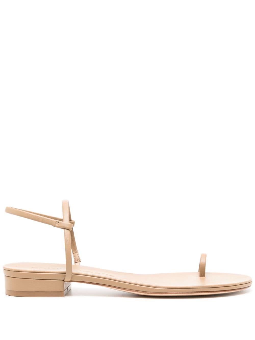 STUDIO AMELIA Edith Flat Leather Sandals in Natural | Lyst UK