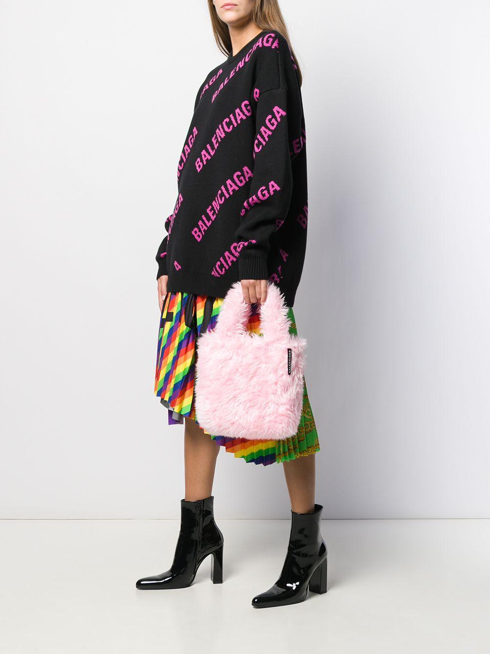 balenciaga pink fur bolsa