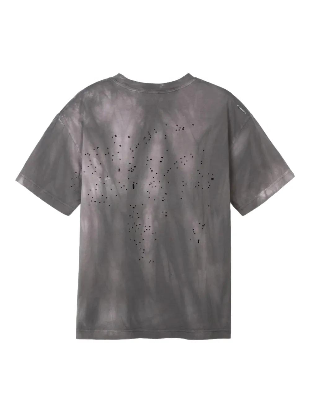 SATISFY サティスファイ メンズ ダメージ Tシャツ グレー系 SATISFY サティスファイ メンズ ダメージ Tシャツ グレー系