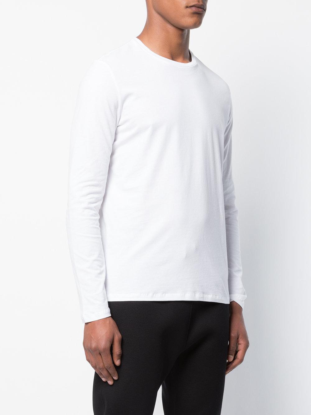 Majestic Filatures Cotton Long Sleeve Crew-neck Tee in White for Men - Lyst