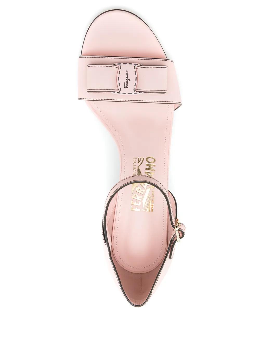Ferragamo Vara Bow Wedge Sandals in Pink | Lyst UK