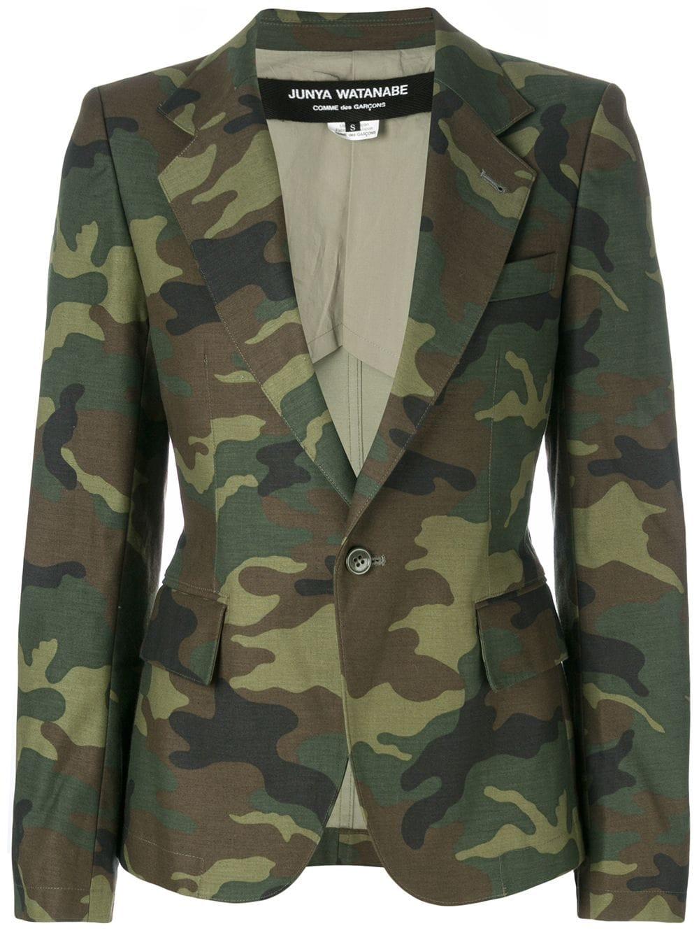 Junya Watanabe Cotton Camouflage Blazer in Green - Lyst