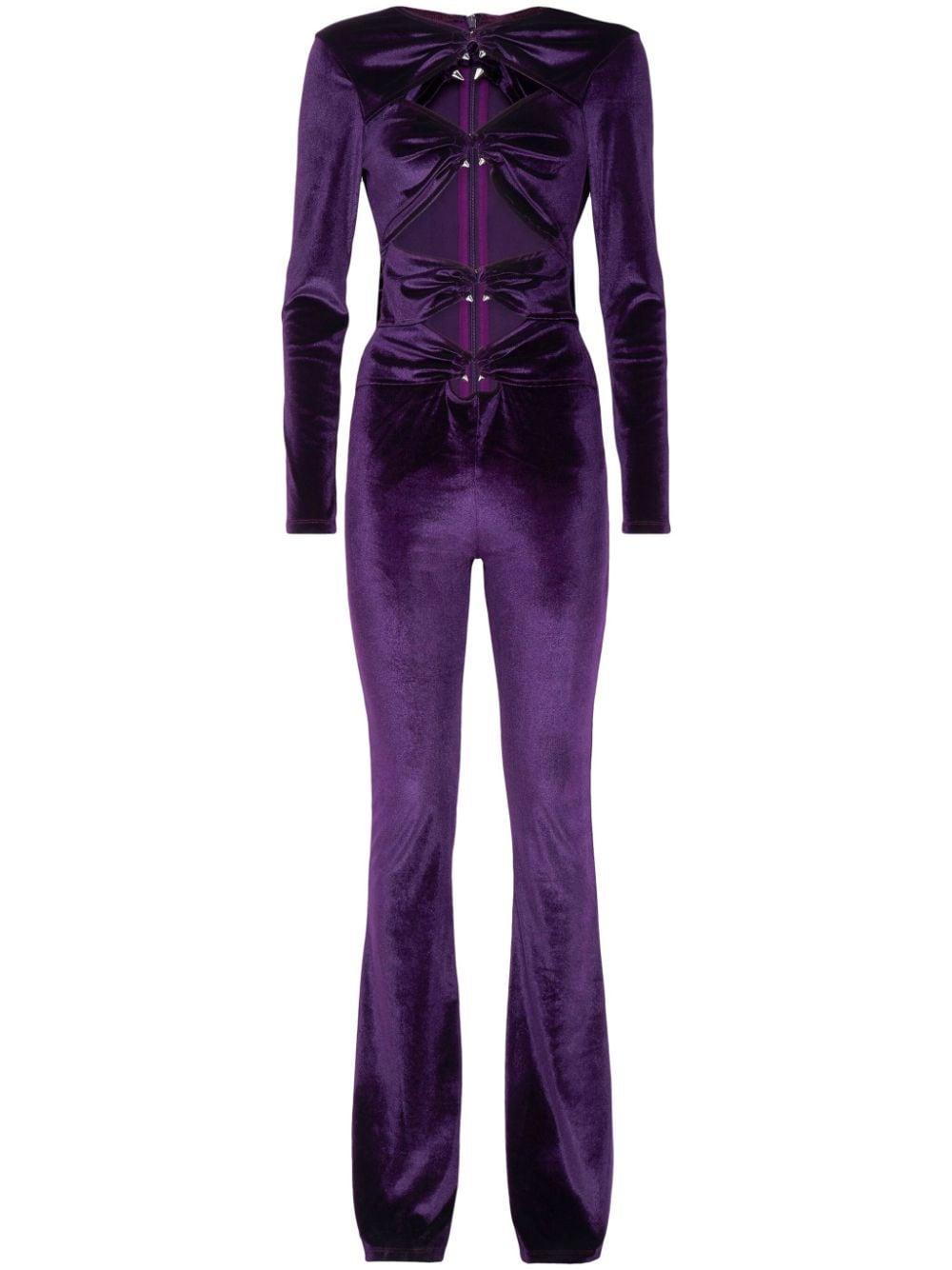 Philipp Plein Cut Out-detail Long-sleeve Jumpsuit in Purple | Lyst UK