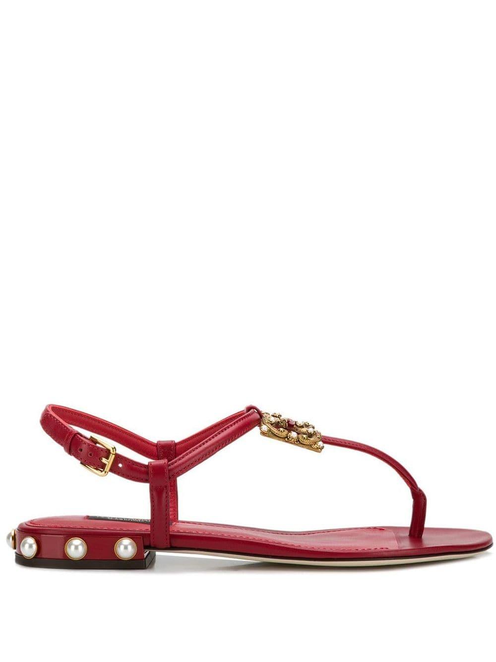 43% di sconto Sandali AmoreDolce & Gabbana in Pelle di colore Rosso Donna Scarpe da Scarpe basse e piatte da Sandali bassi 