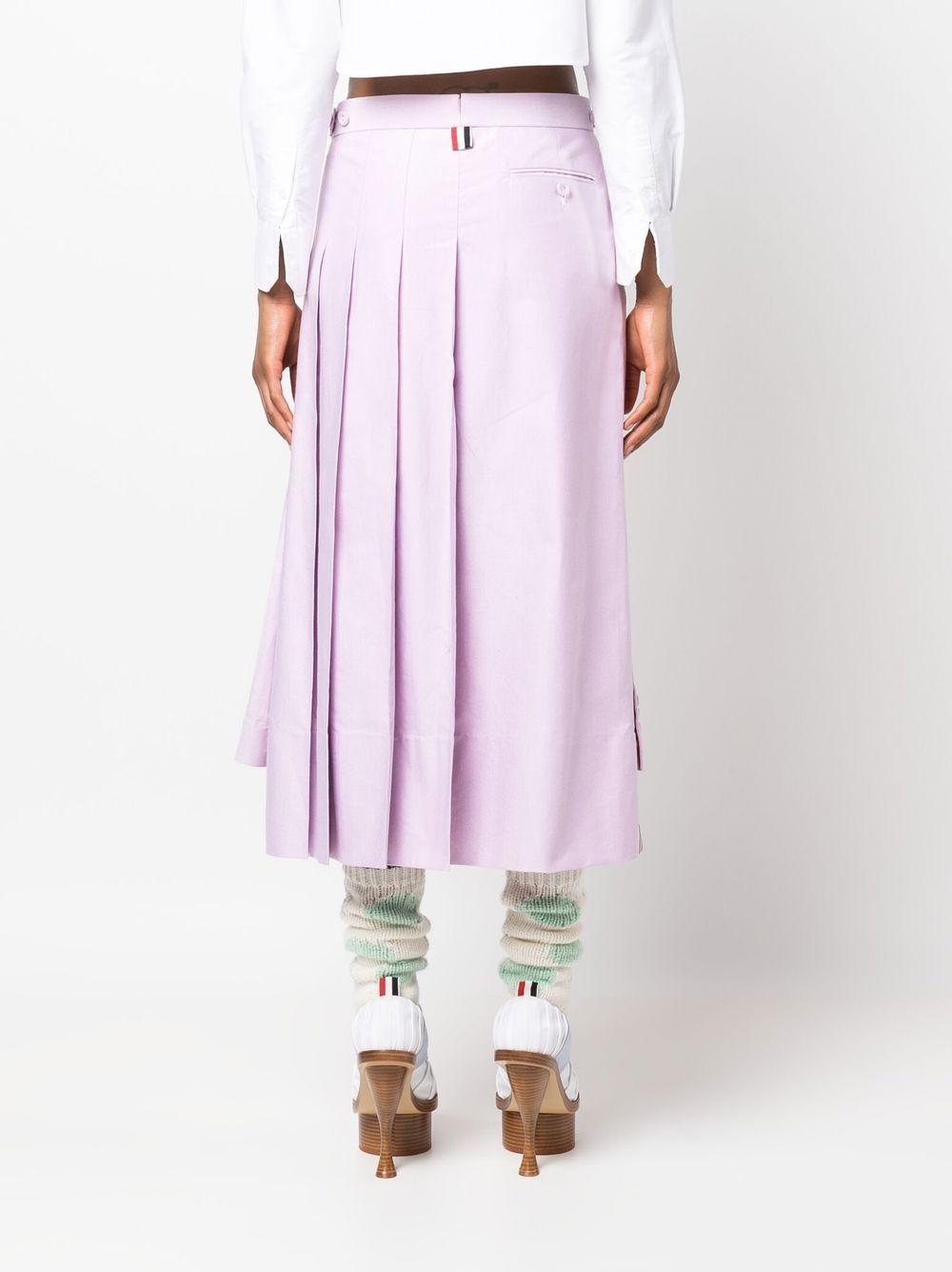 Thom Browne Buttoned Pleated Midi Skirt in Purple Lyst