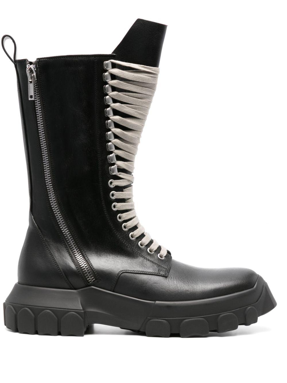 Rick Owens メンズ ブラック Bozo Tractor レザーブーツ ブーツ