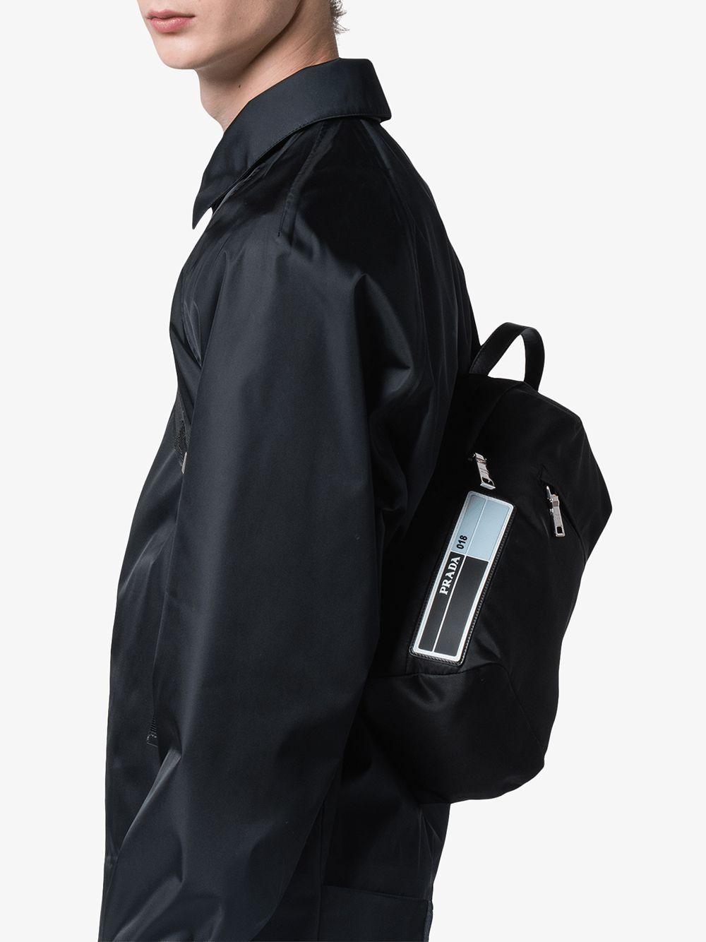Prada Leather One Shoulder Backpack in Black for Men | Lyst