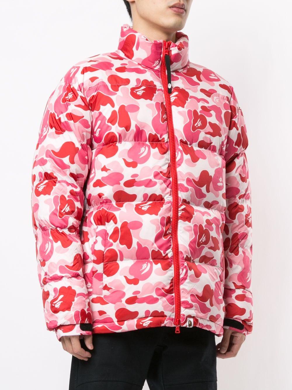 A Bathing Ape Abc Camo-print Puffer Jacket in Red for Men | Lyst