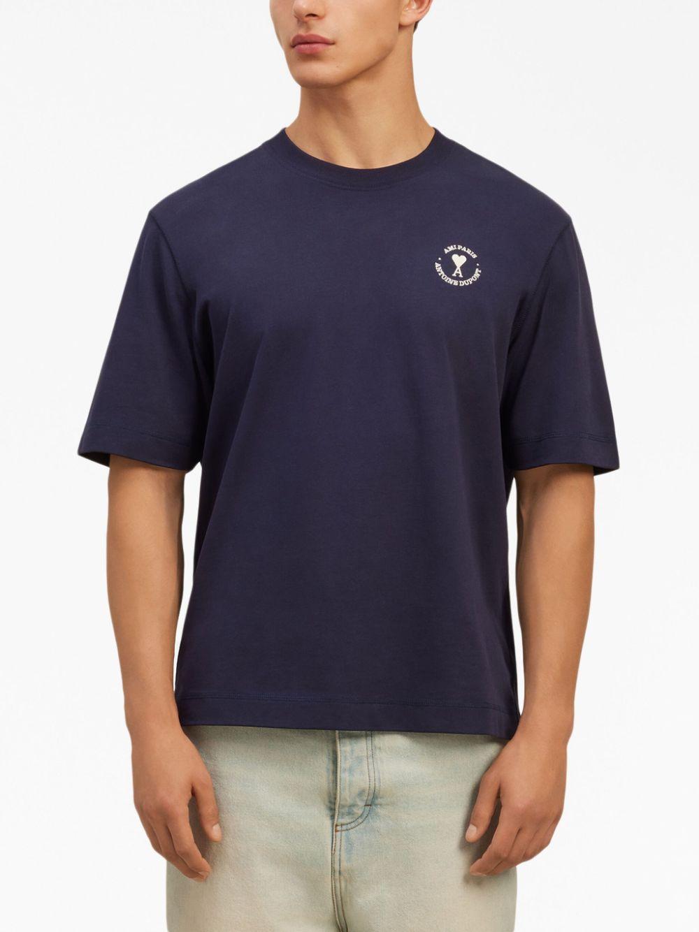早割クーポン！ X Paris Ami Antoine Blue in T-shirt Logo-embroidered Dupont Tシャツ(半袖/袖なし)
