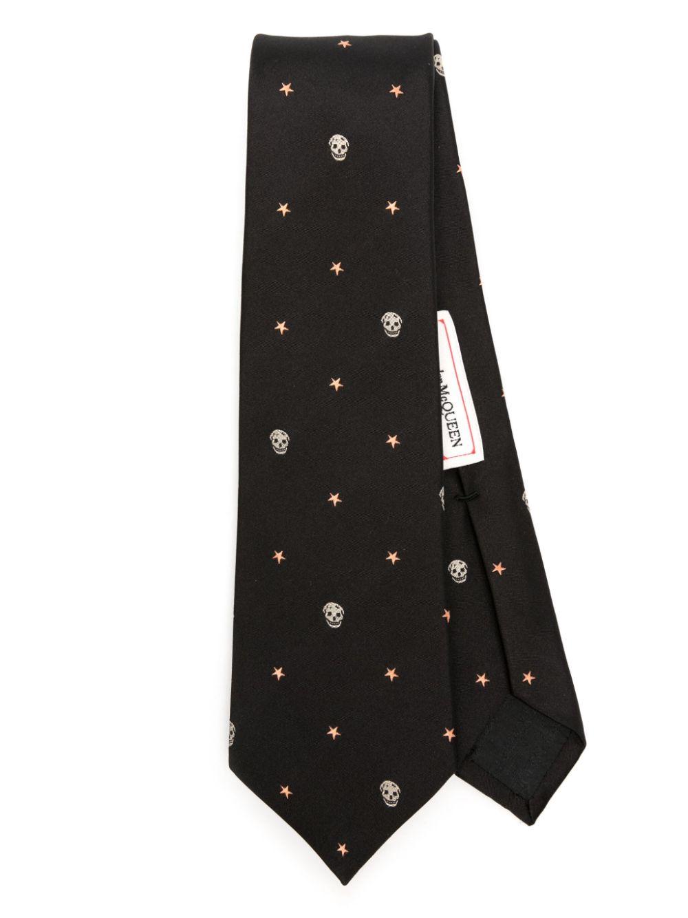 Alexander McQueen Skull print Silk Tie in Black for Men Lyst UK