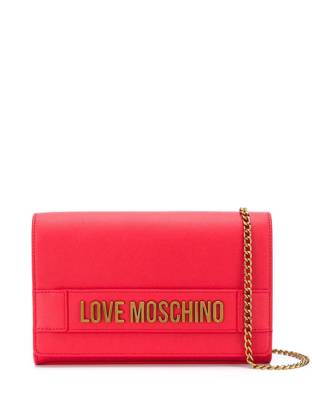 Love Moschino Logo Plaque Crossbody Bag in Red - Lyst