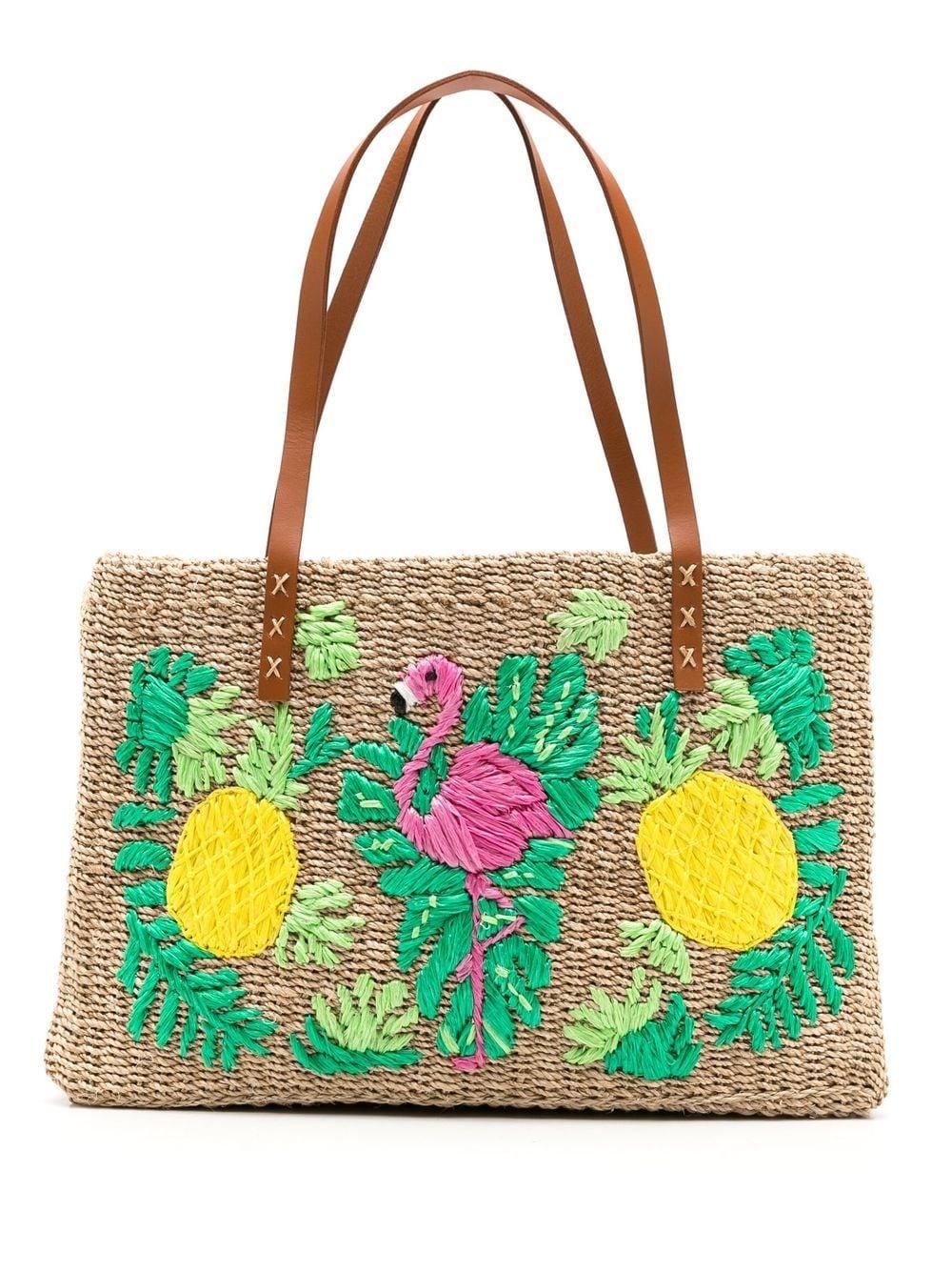 Serpui Charlotte Embroidered Straw Tote Bag in Green Lyst