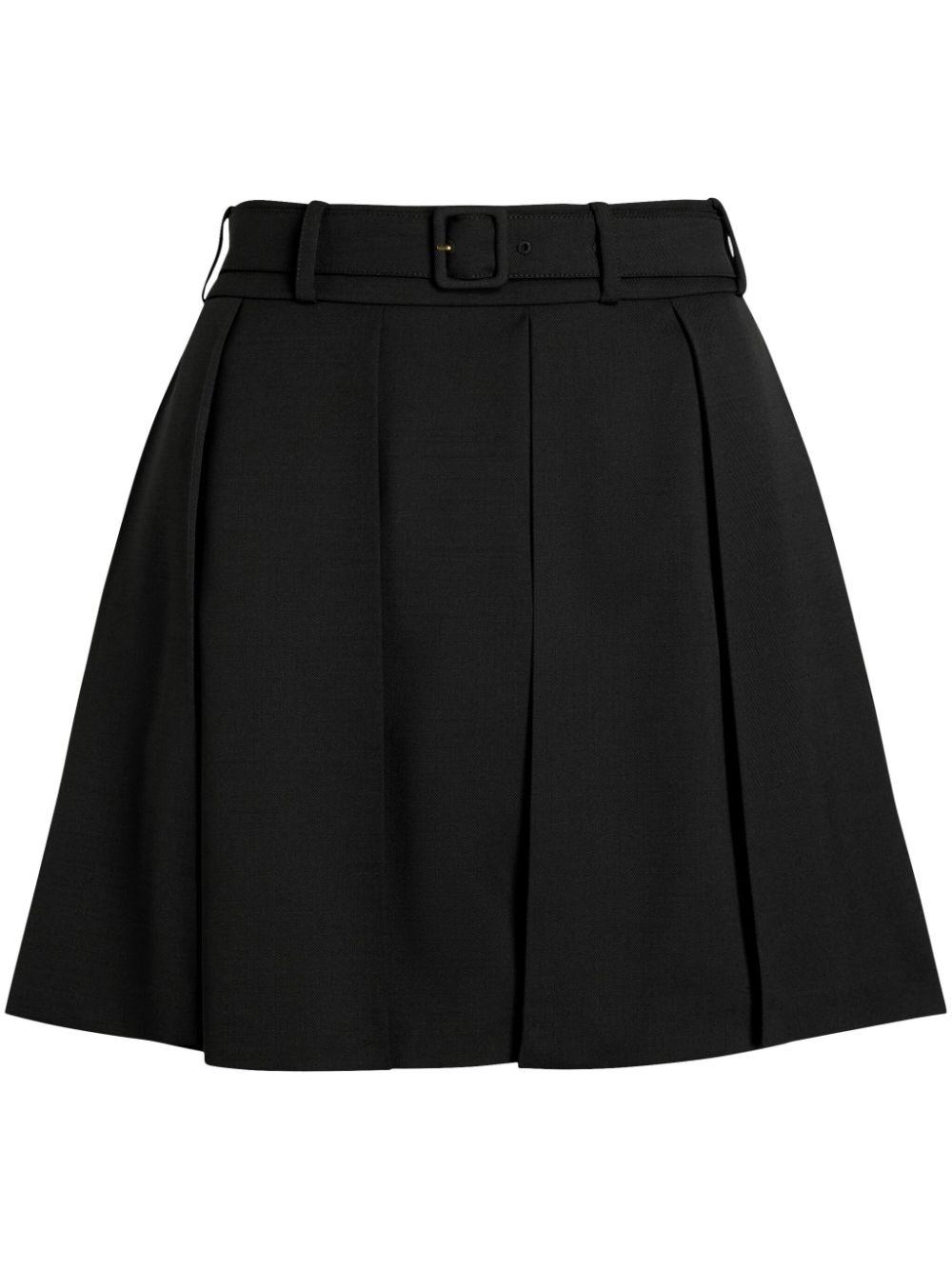 Black flared mini skirt hotsell