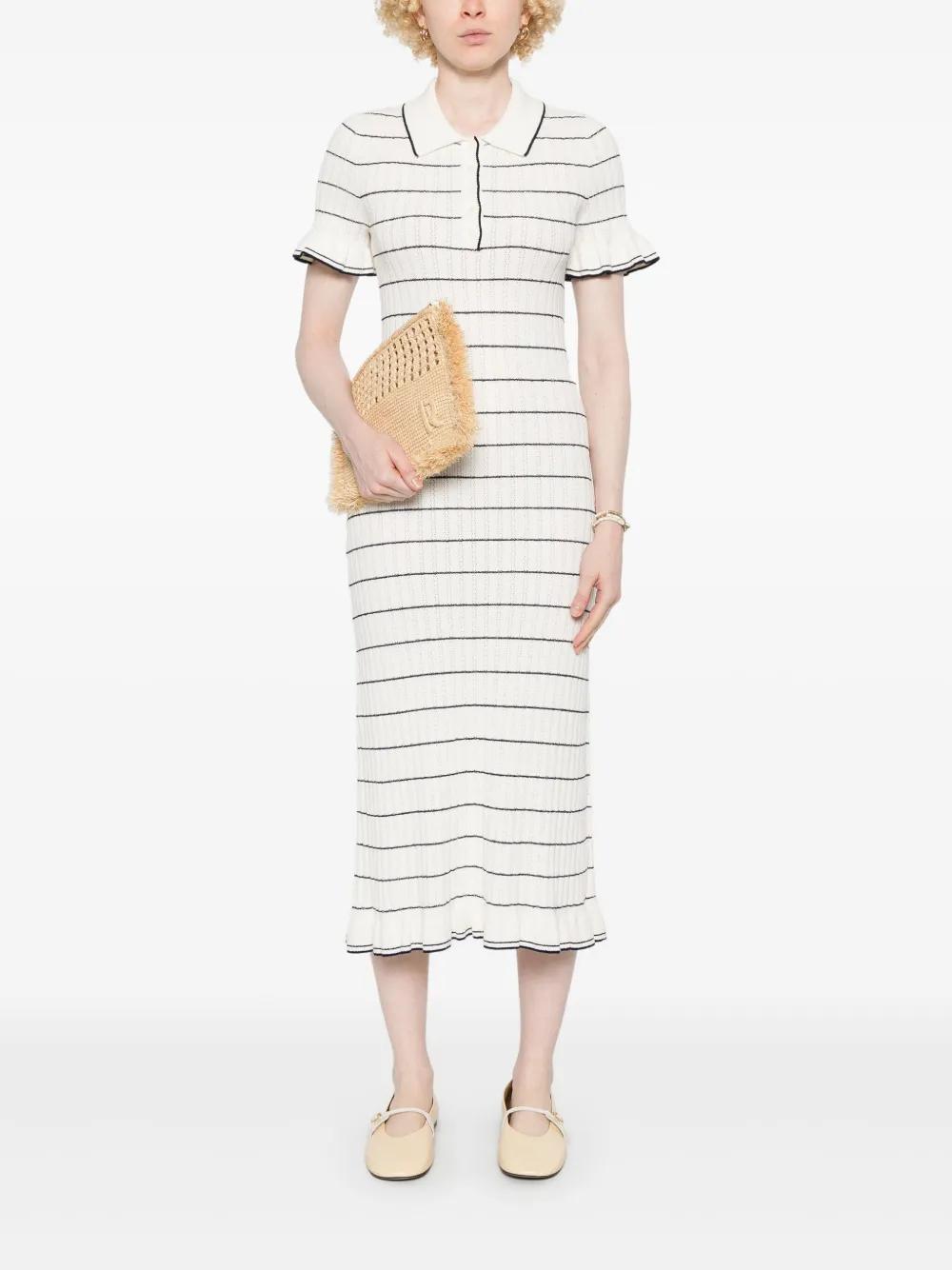 Sandro Striped Knitted Dress in White | Lyst