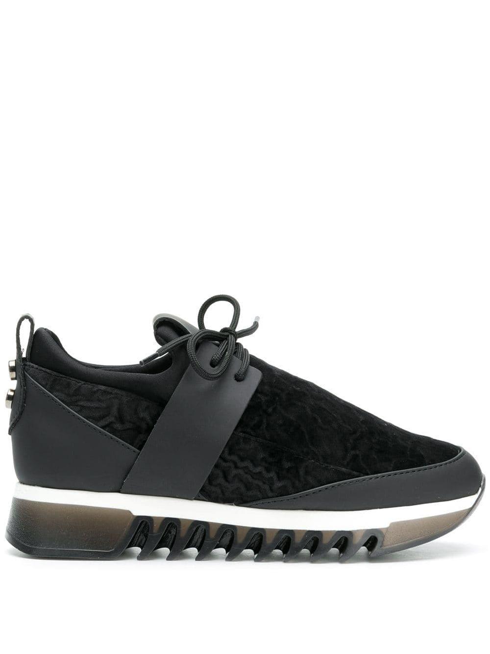 black velvet platform sneakers