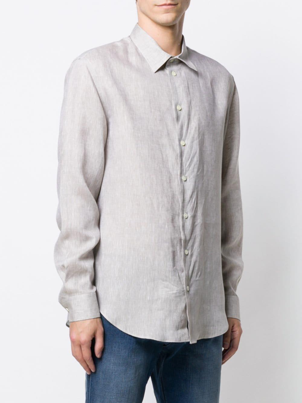 Emporio Armani Linen Classic Button Up Shirt for Men - Lyst