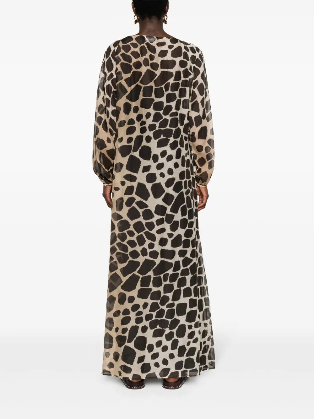 Max Mara Giraffe-Print Semi-Sheer Dress in Black Lyst UK