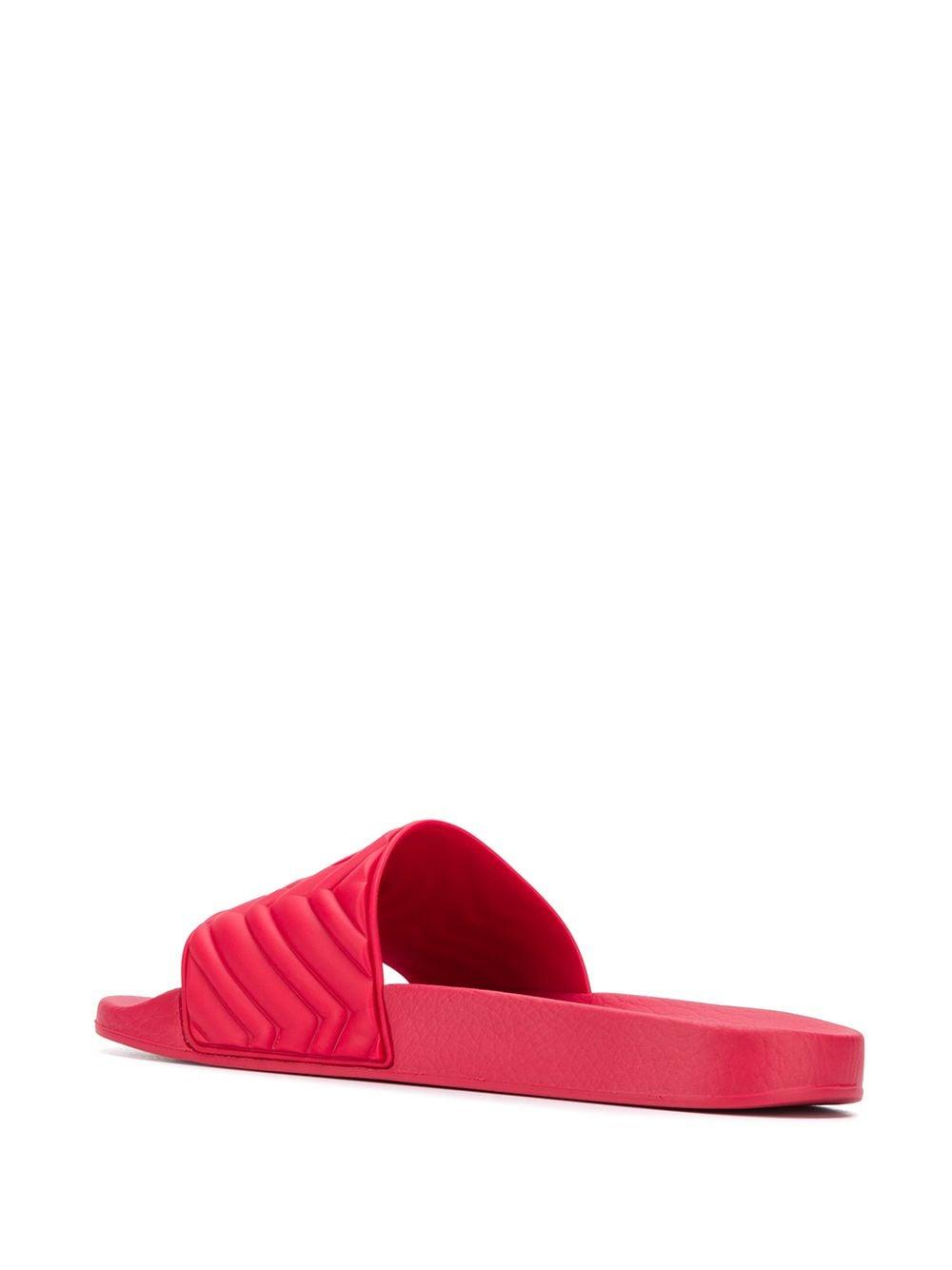 Gucci Rubber Double G MatelassÃ© Slides in Red for Men - Lyst