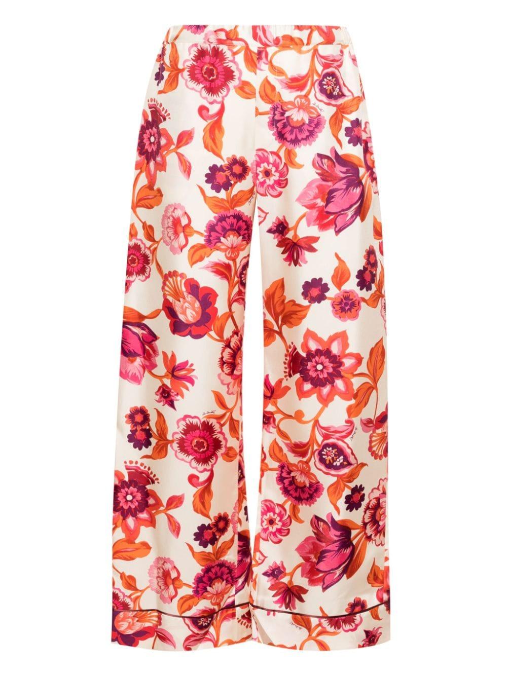 La DoubleJ Floral-print Pajama Trousers in Red