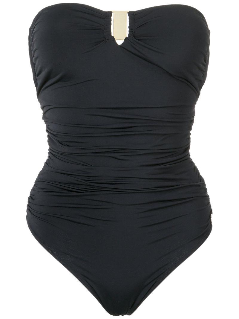 Lyst - Brigitte Bardot Strapless Swimsuit in Black