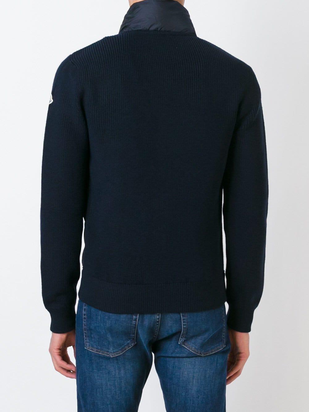 Moncler Wool Maglione Tricot Cardigan in Blue for Men | Lyst