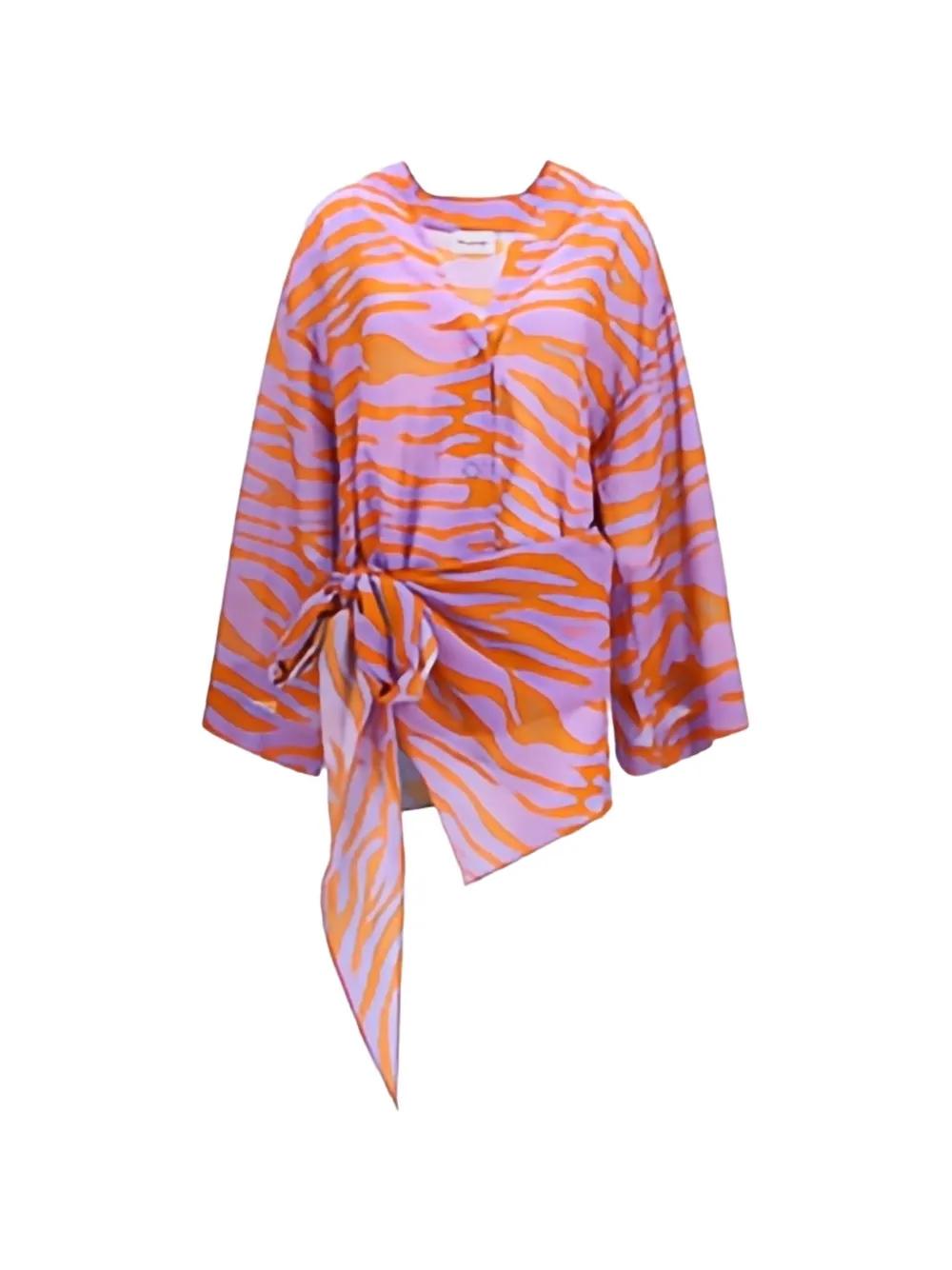 open lace back dress Saint Laurent Pink Zebra Print Dress FR 38