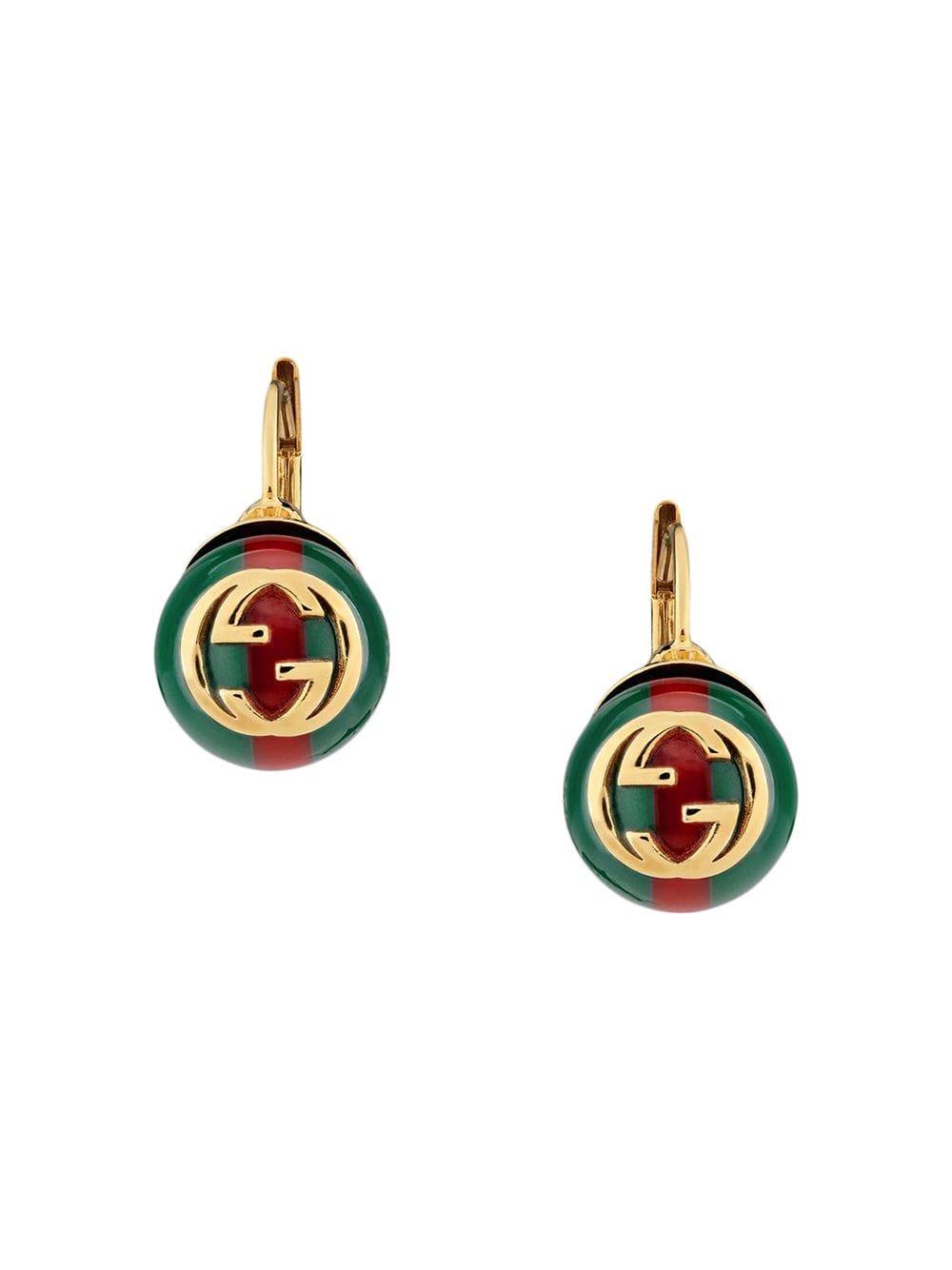 Gucci Web Earrings in Green | Lyst