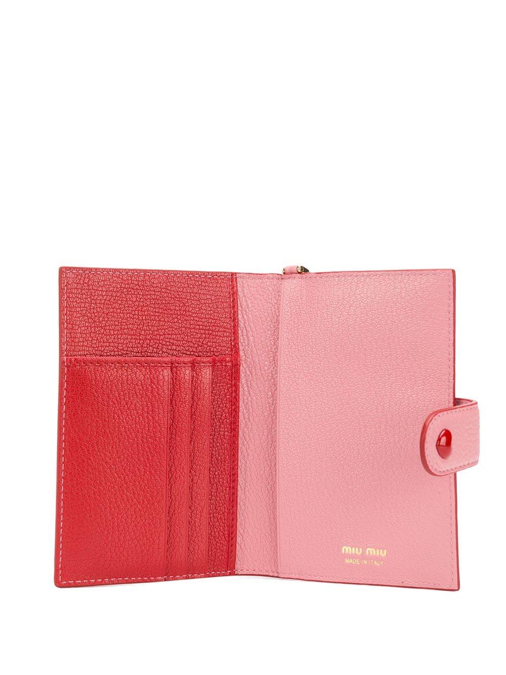 Miu Miu Leather Madras Love Wallet in Pink - Lyst