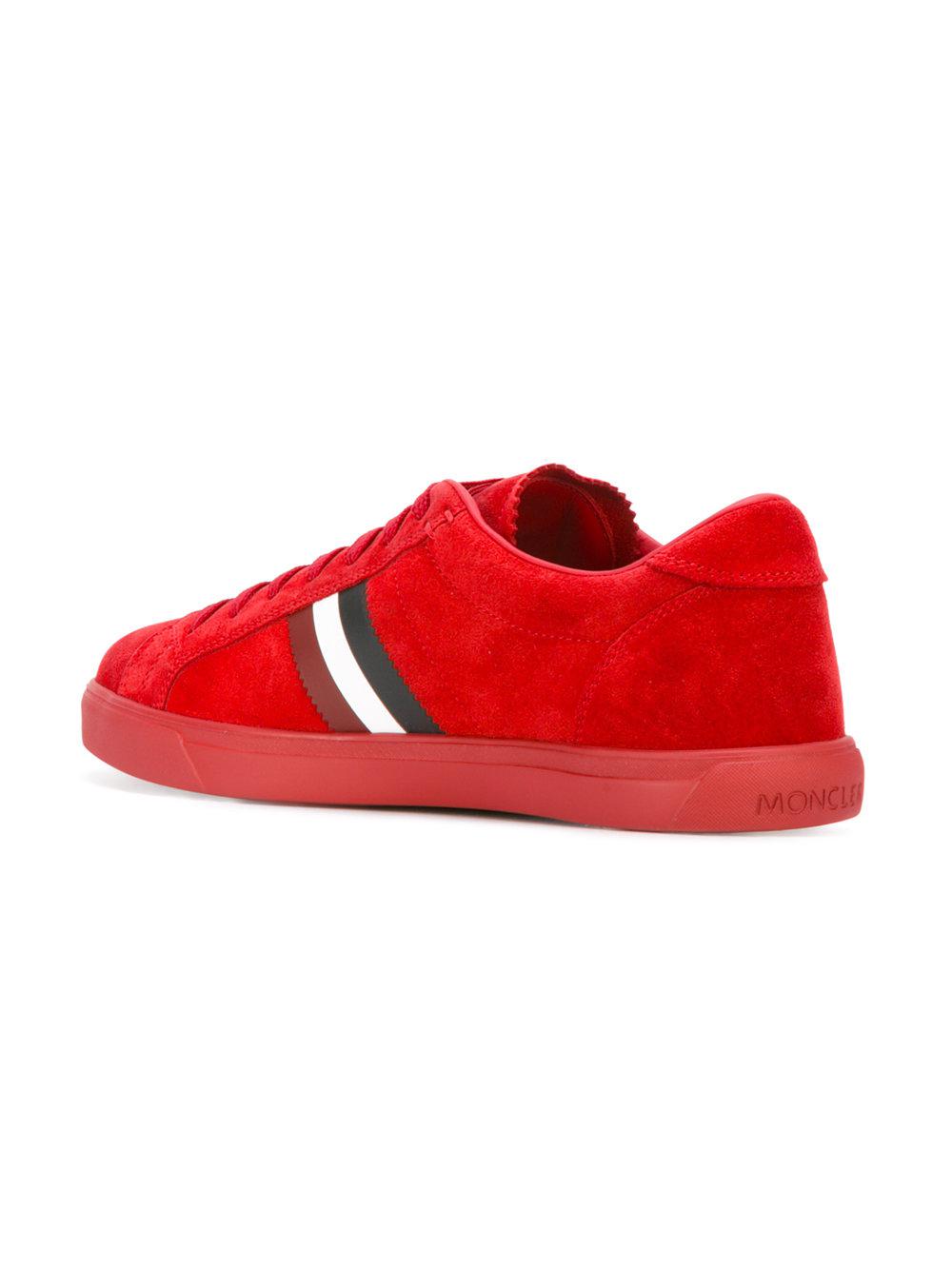 Moncler Leather La Monaco Sneakers in Red for Men | Lyst