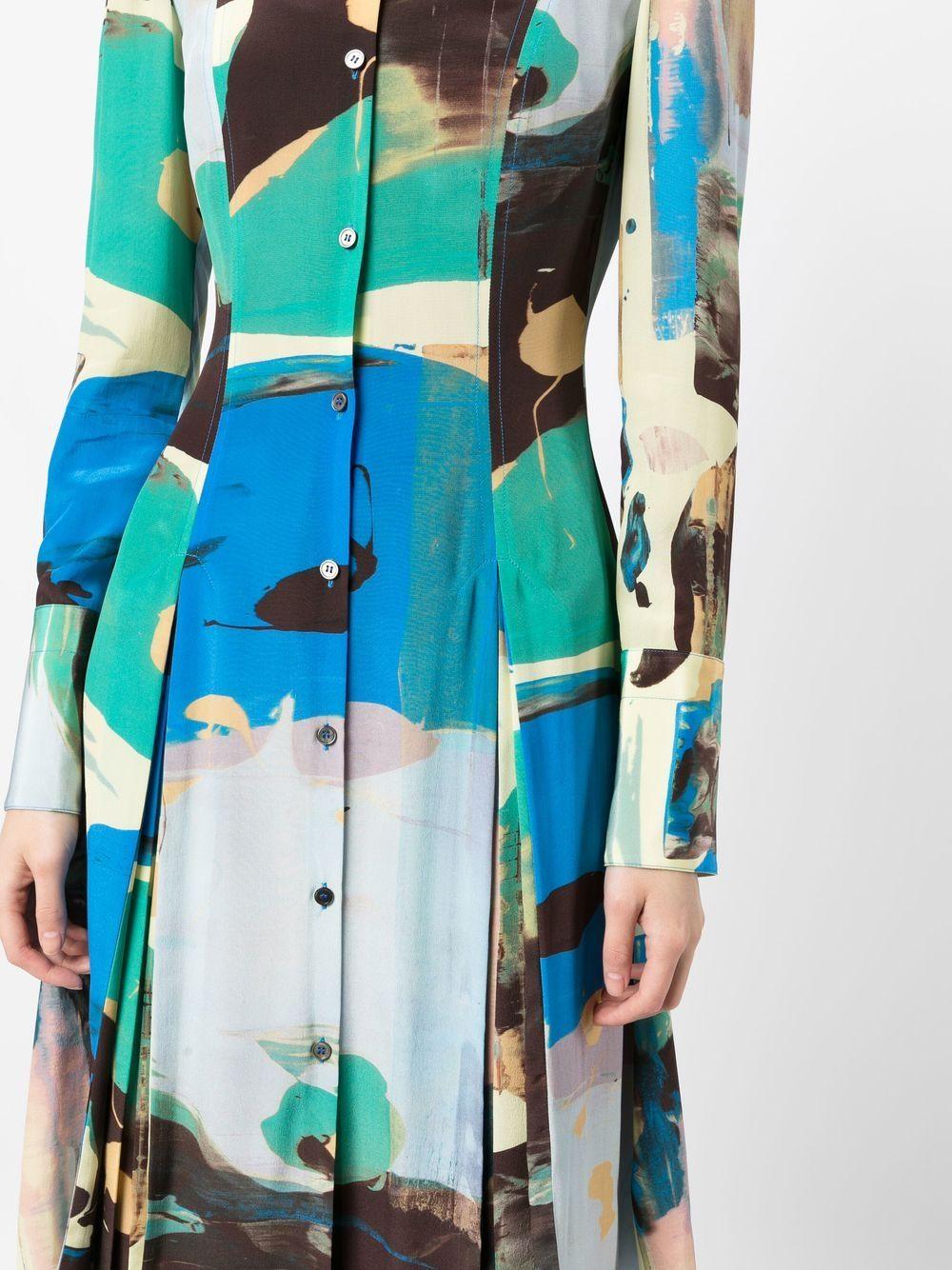 Paul Smith Abstract-print Silk Dress in Blue | Lyst