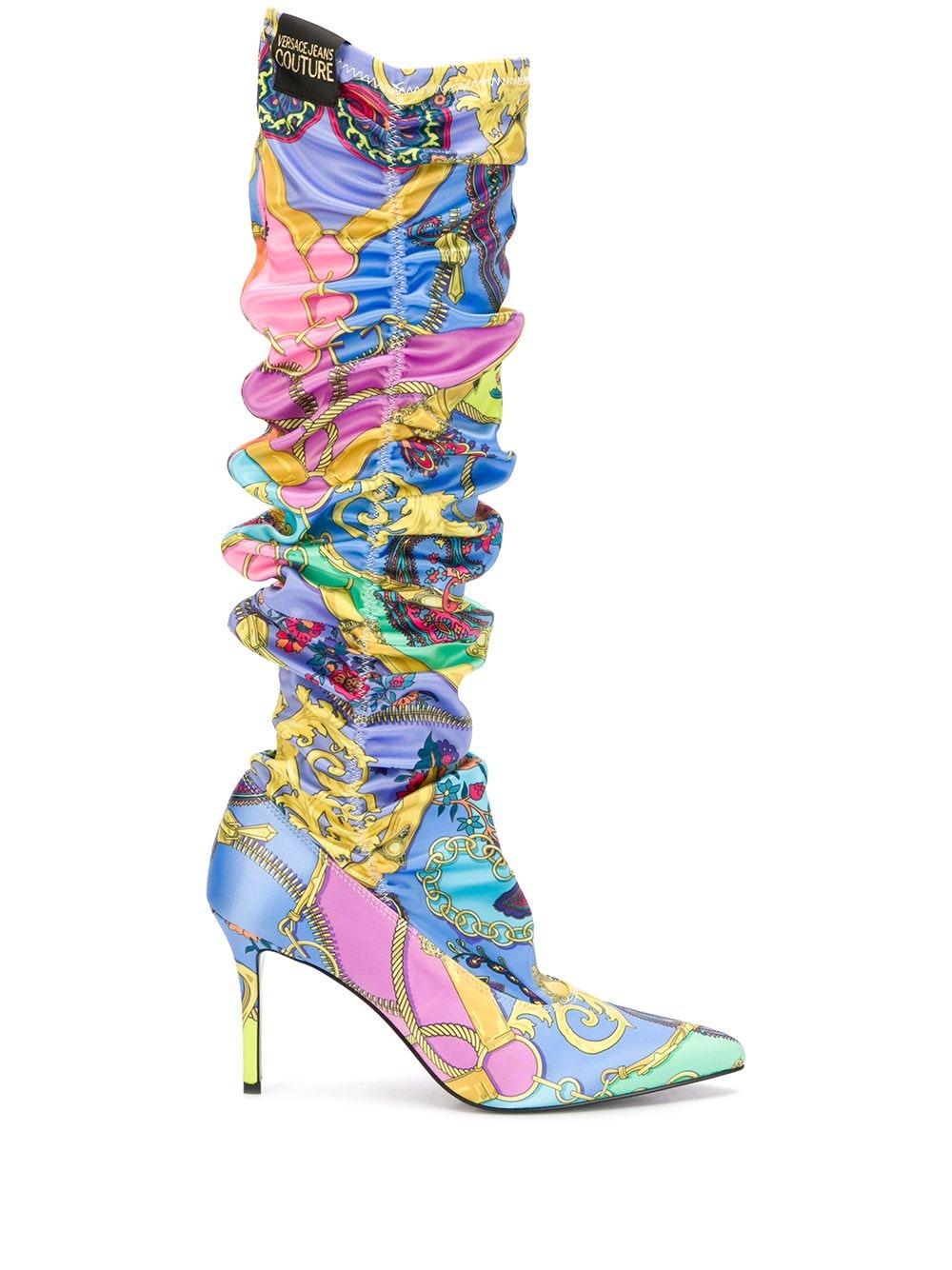 Versace Jeans Couture baroque-print Ankle Boots - Black