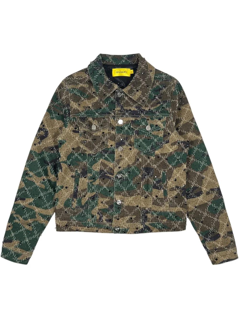 GUAPI Camo Embellished Denim Jacket in Green for Men | Lyst UK
