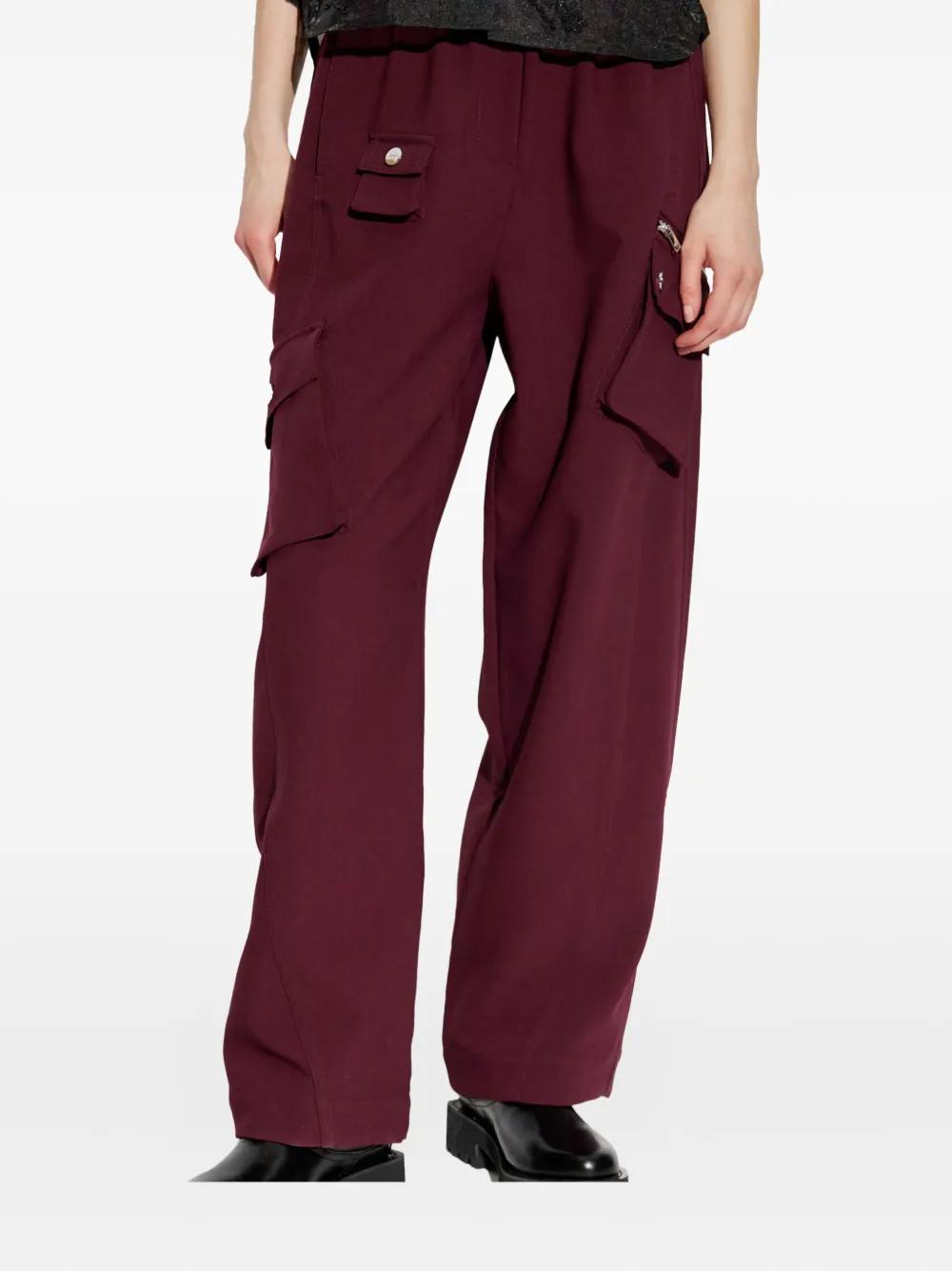 パンツ Ganni Burgundy Wide-Leg Utility Pants With Elasticated Ganni Wide-leg jeans for Women | Online Sale up to 50% off
