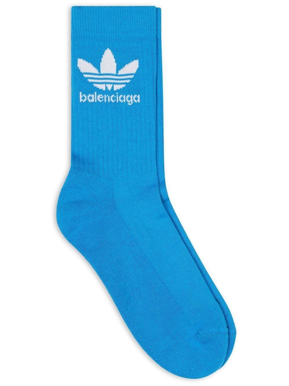 Balenciaga X Adidas Logo-intarsia Socks in Blue | Lyst