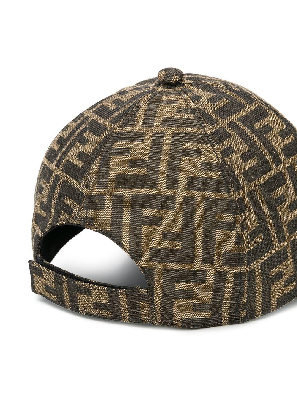 Fendi Ff Logo Leather Visor Baseball Hat in Brown for Men - Lyst