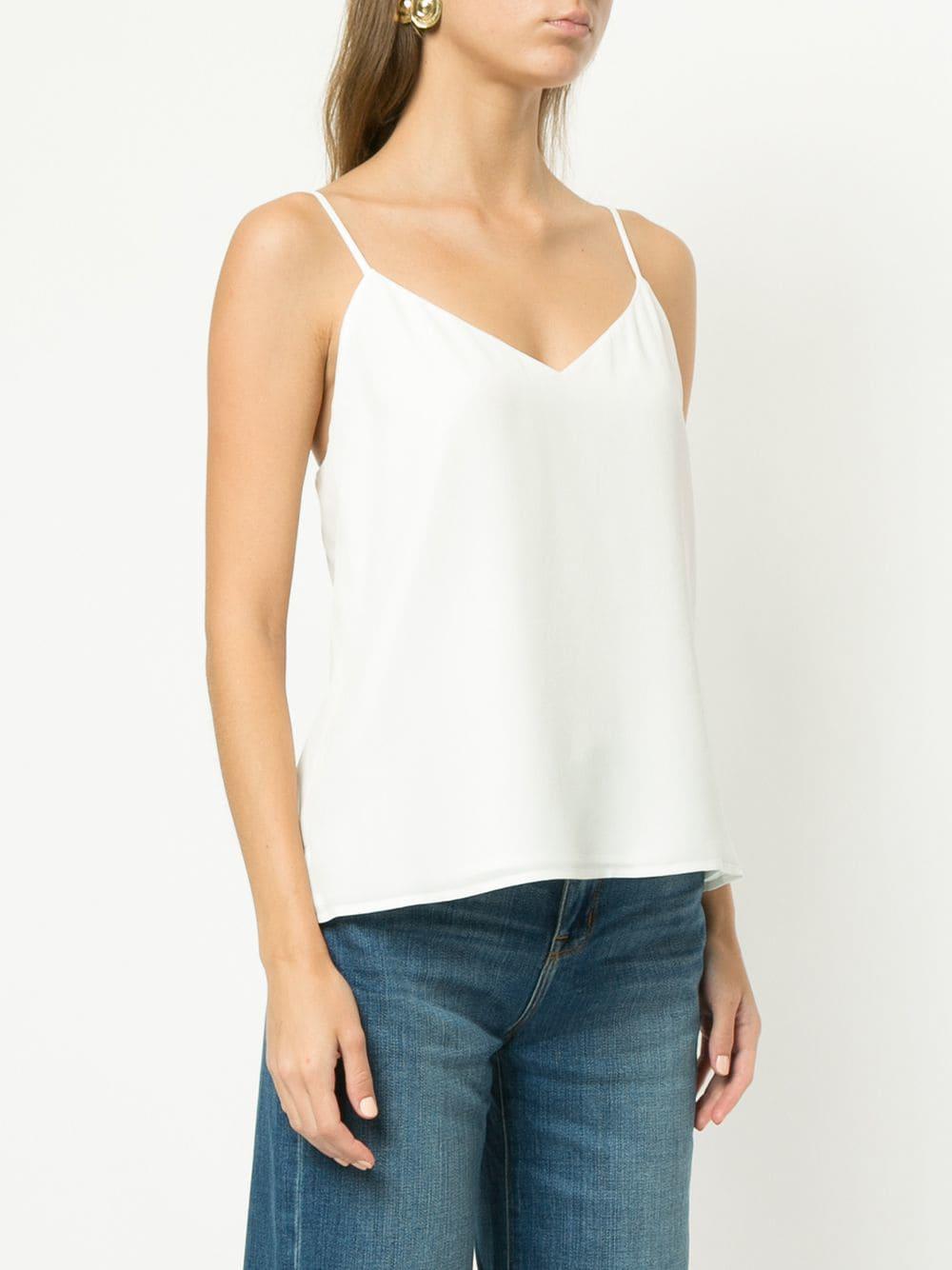 L'Agence Silk V-neck Camisole in White - Lyst