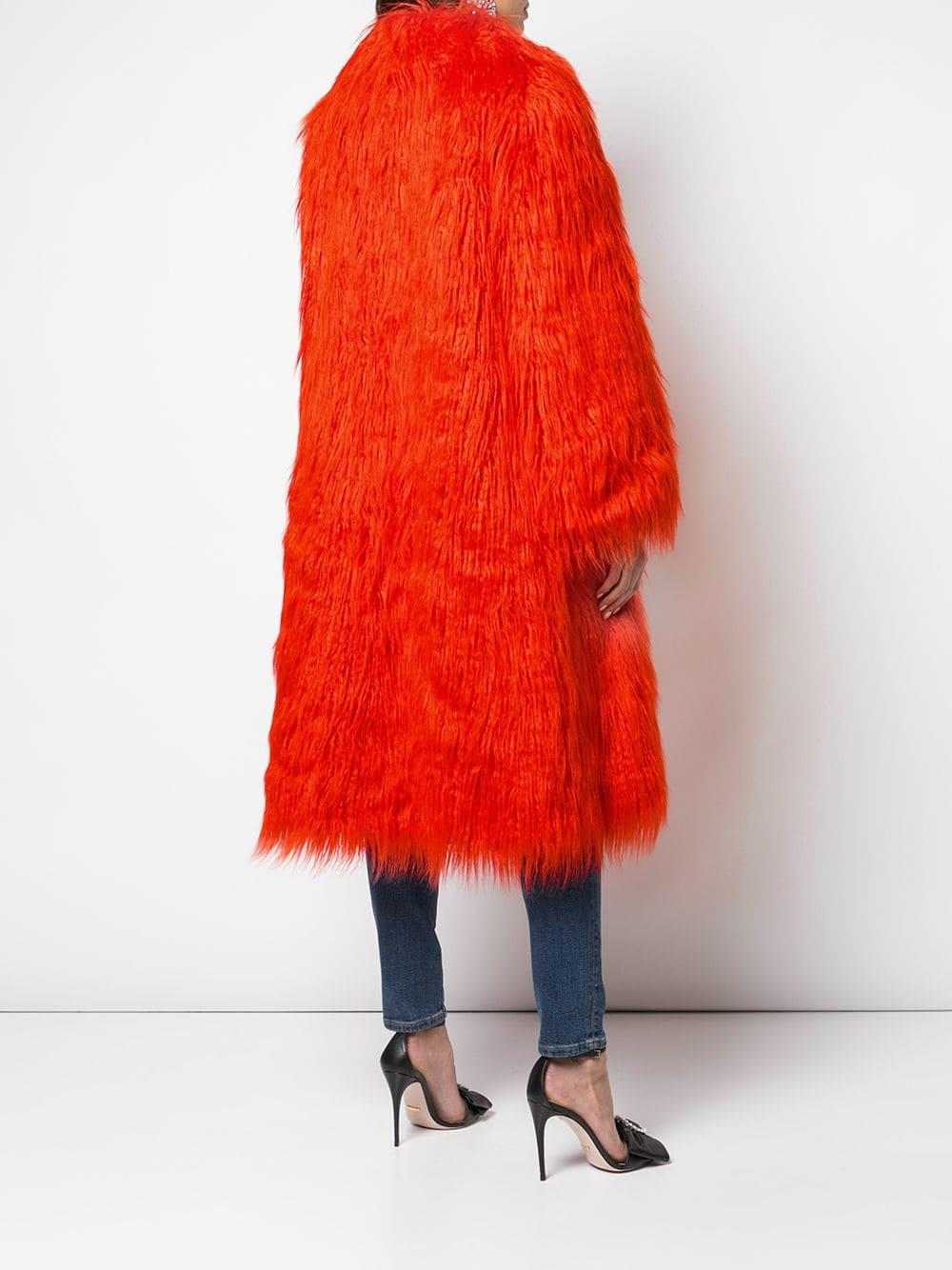 Gucci Faux Fur Coat in Red